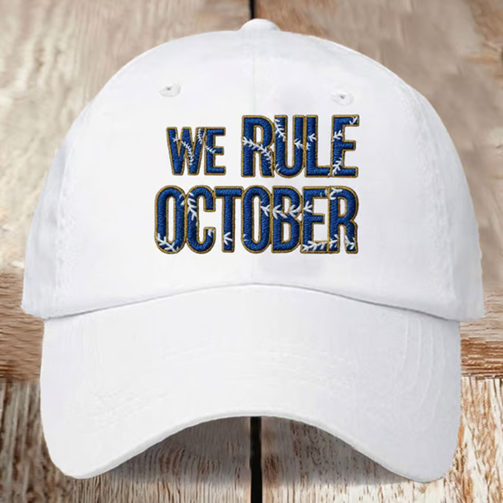 LA Dodgers Back To Back Champions Hat World Series Merch 2025 Embroidered We Rule October Hat
