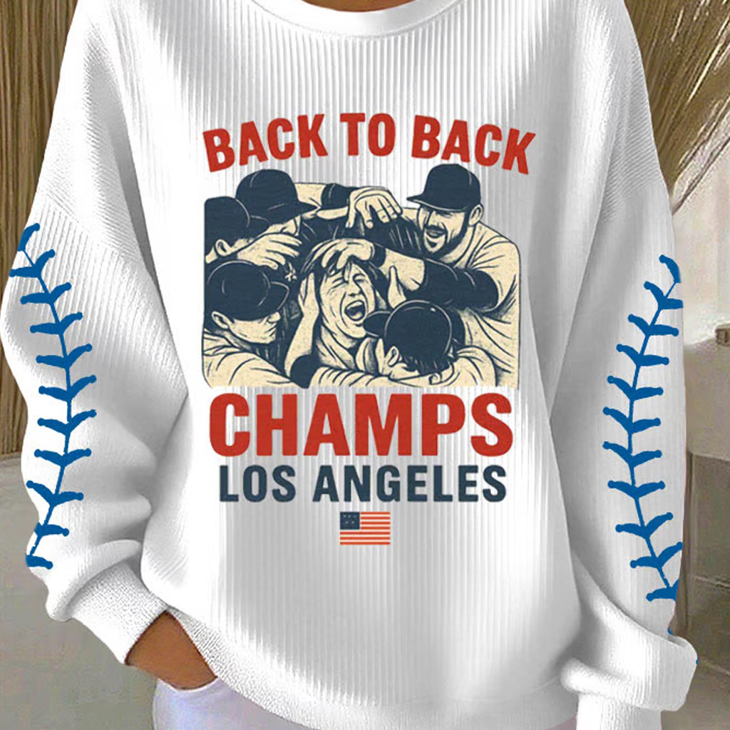 LA Dodgers Back To Back Champions Sweatshirt LAD Game Day Clothing Gifts For Her LA Dodgers Back To Back Champions Sweatshirt LAD Game Day Clothing Gifts For Her