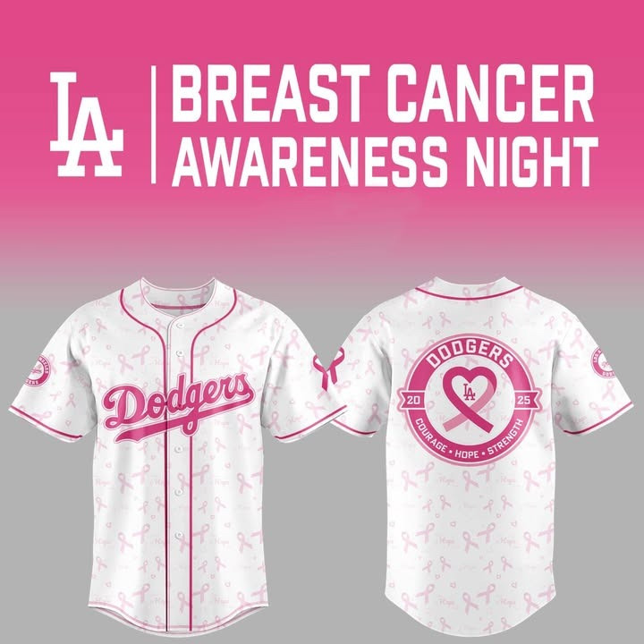 LA Dodgers Breast Cancer Awareness Jersey Pink Ribbon Baseball Gift For Dodgers Fans