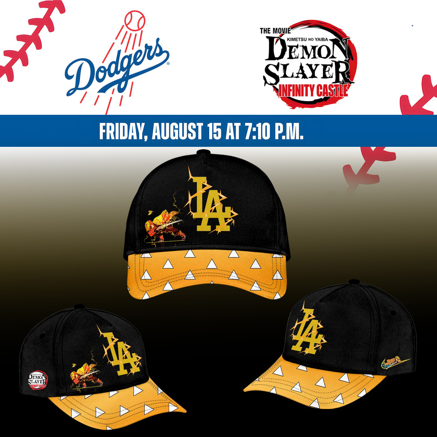 LA Dodgers Demon Slayer Agatsuma Zenitsu Hat Gift Ideas For Baseball Fans