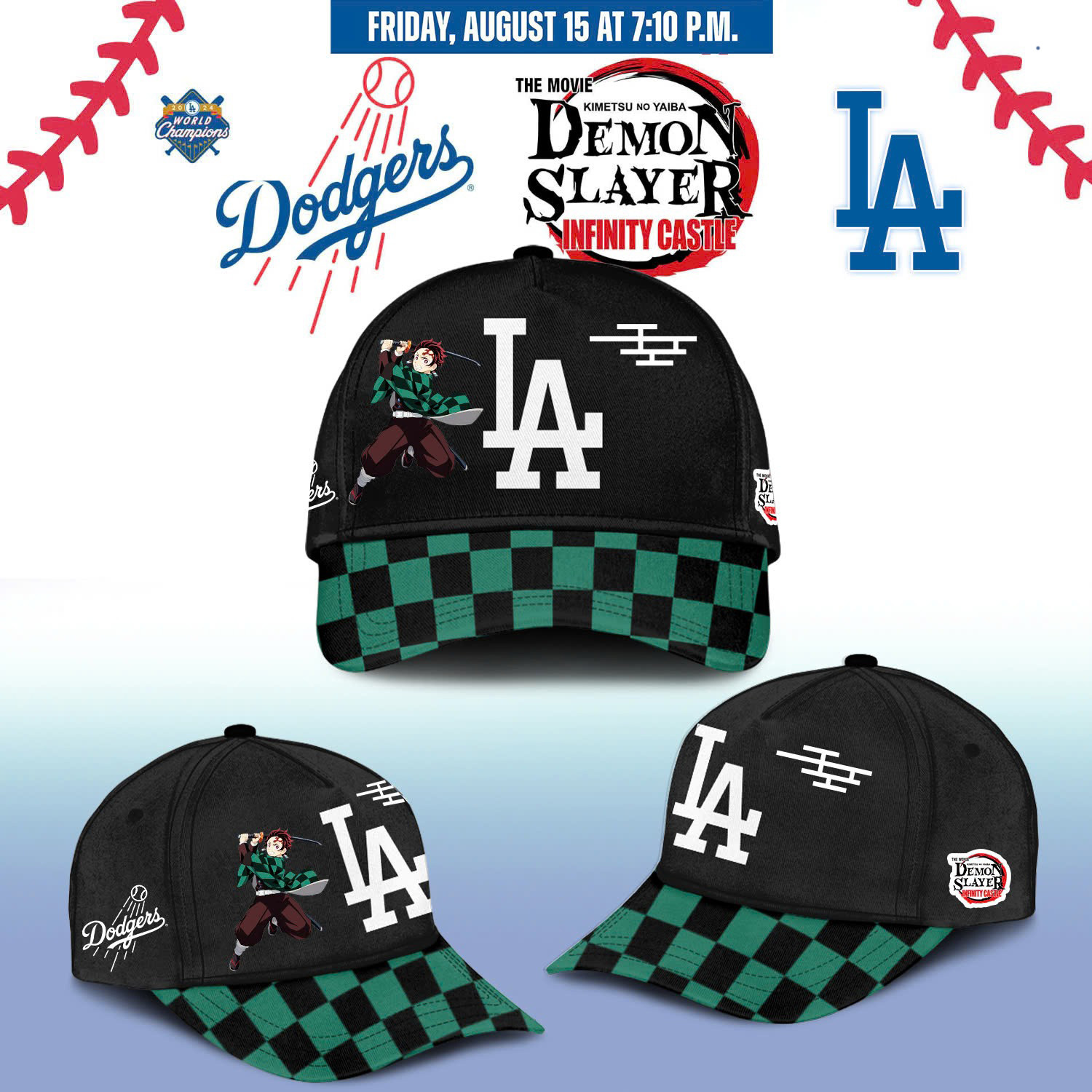 LA Dodgers Demon Slayer Hat 2025 Baseball Lover Gift Ideas