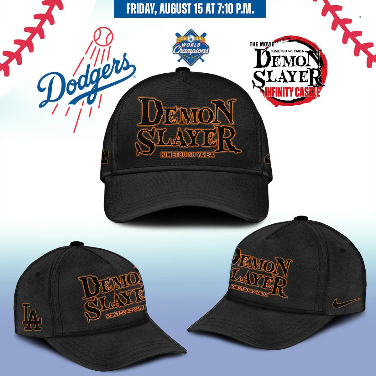 LA Dodgers Demon Slayer Hat 2025 Presents For Baseball Lovers