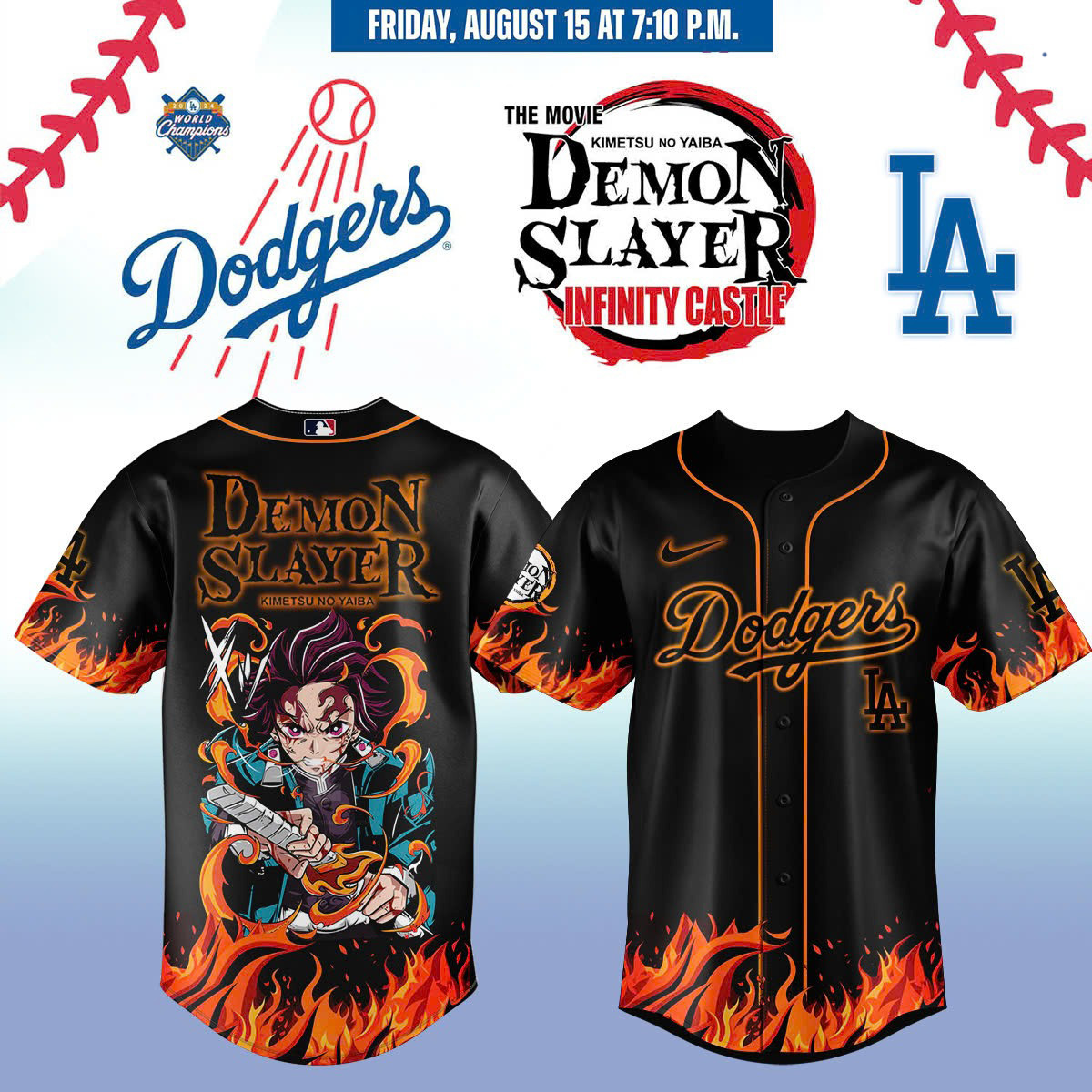 LA Dodgers Demon Slayer Jersey 2025 Cool Gifts For Baseball Lovers