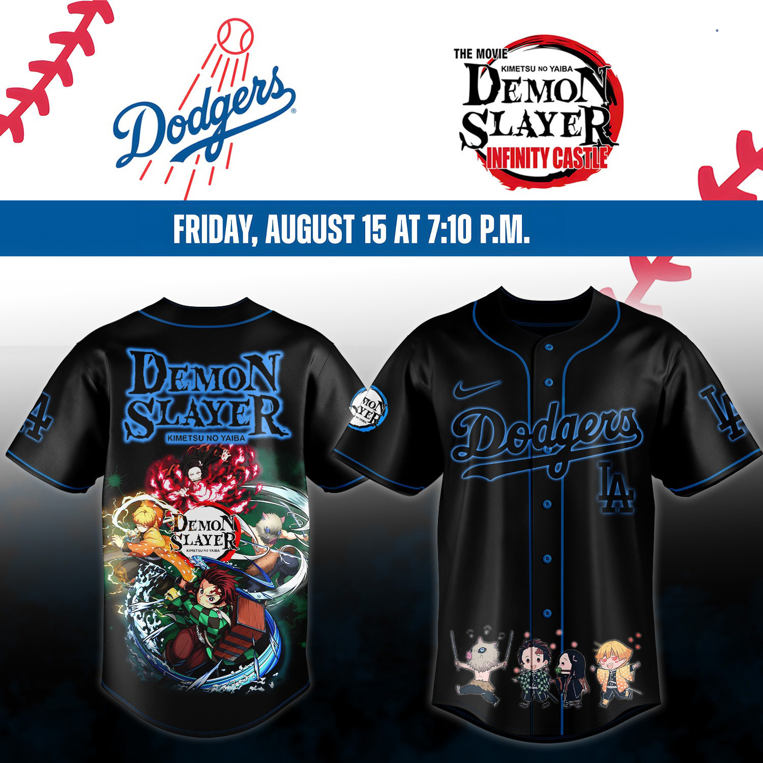 LA Dodgers Demon Slayer Jersey 2025 Presents For Baseball Lovers