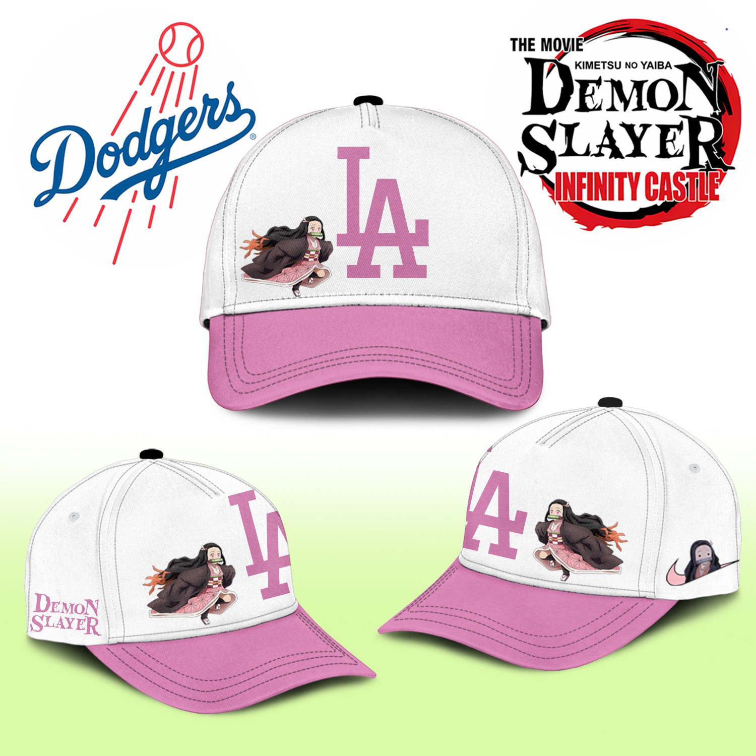LA Dodgers Demon Slayer Kamado Nezuko Hat 2025 Baseball Enthusiast Gifts