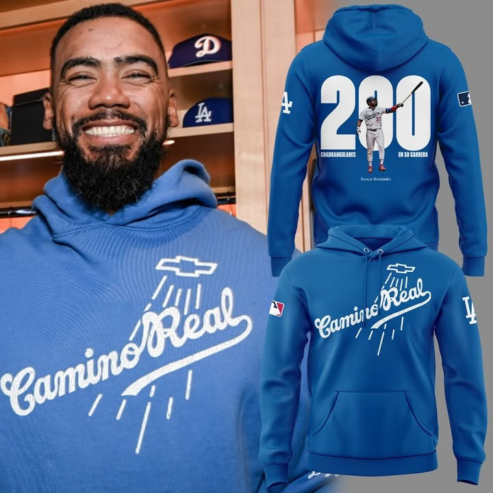 LA Dodgers Teoscar Hernandez Camino Real Hoodie Blue Dodgers Merch Baseball Fan Gifts