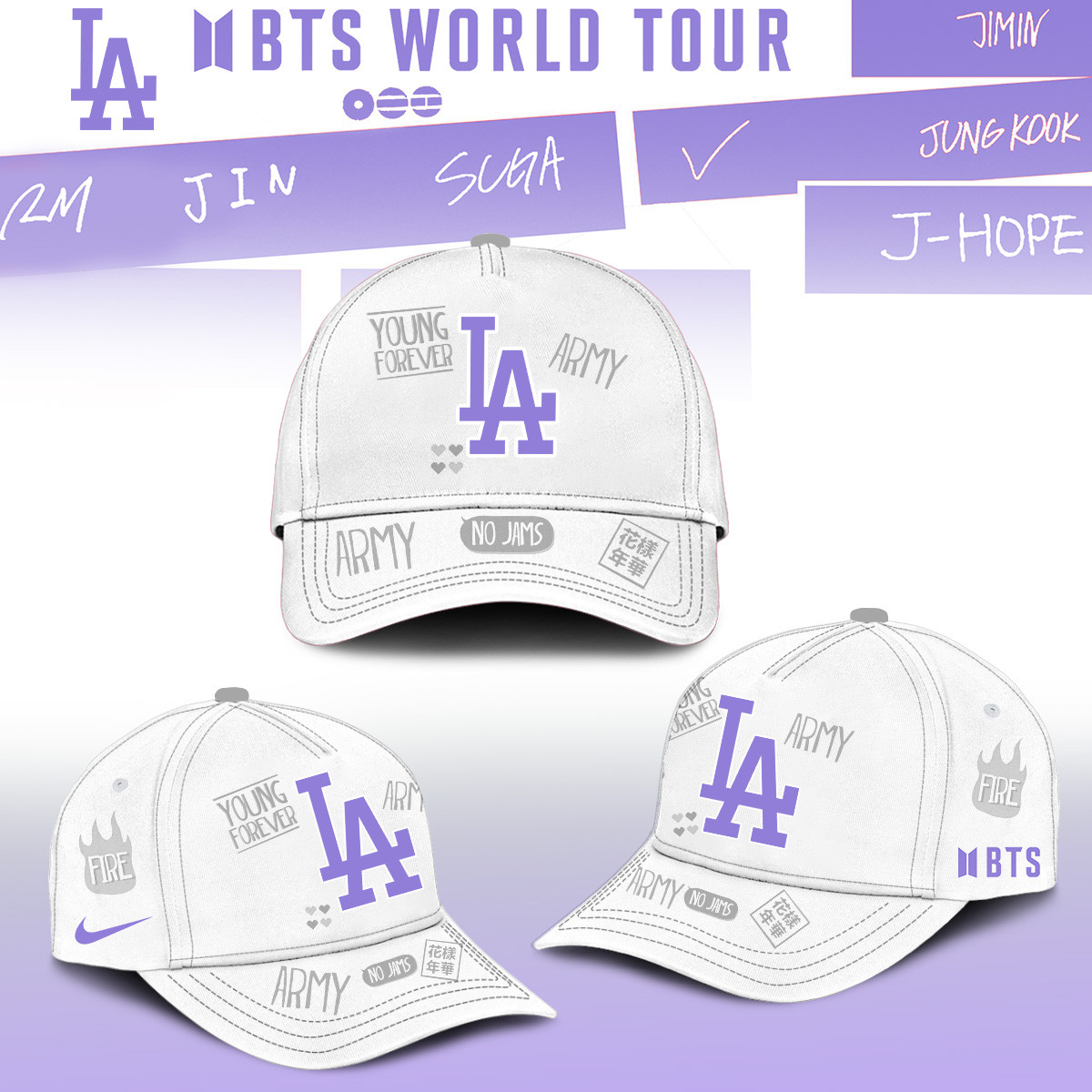 LA Dodgers x BTS Arirang World Tour 2026 Hat 2026 MLB Playoffs Baseball Cap Fans Gear