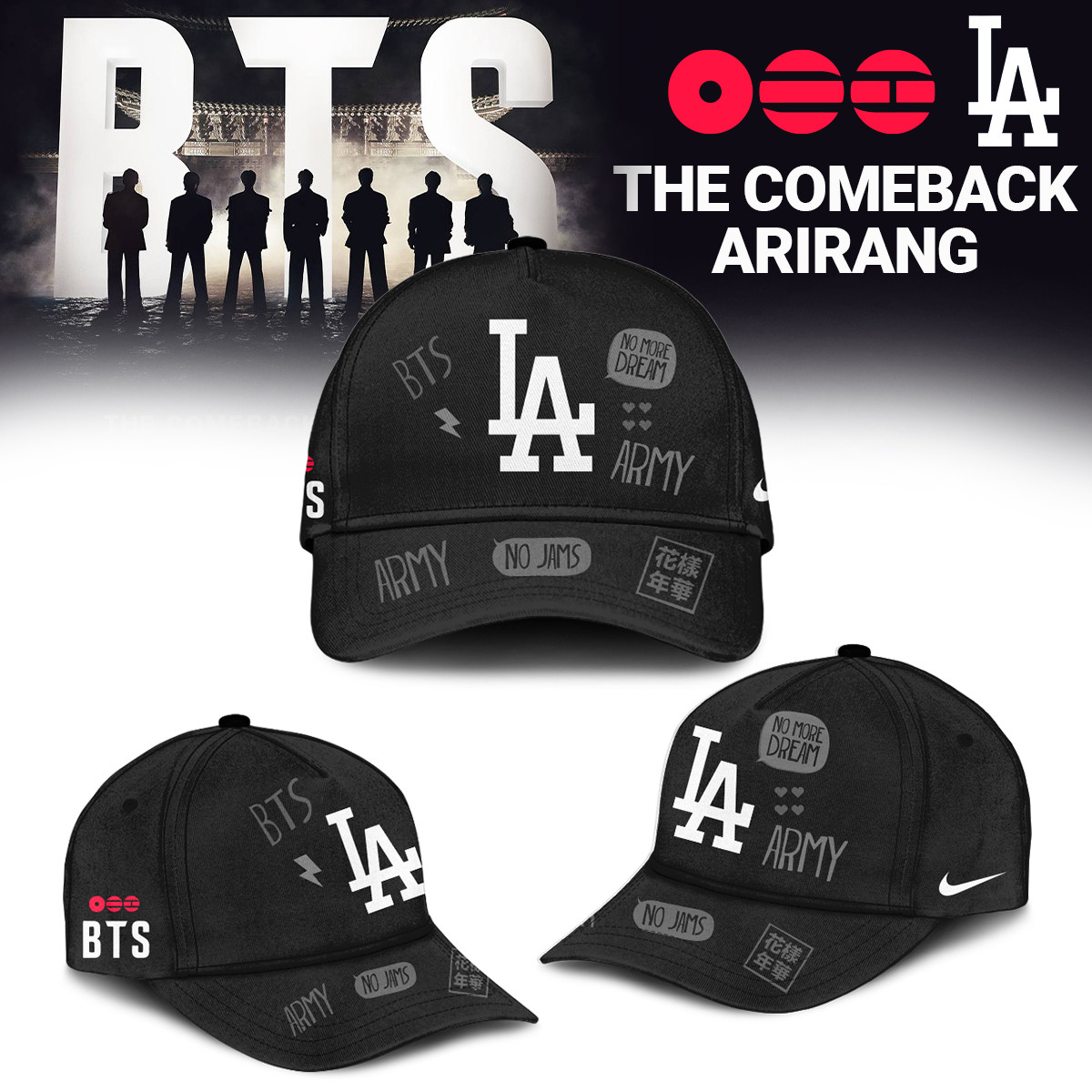 LA Dodgers x BTS World Tour 2026 Hat 2026 MLB Playoffs Merch Best Gift For Army