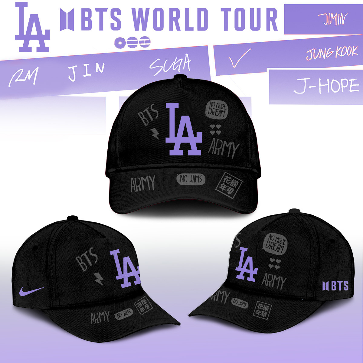 LA Dodgers x BTS World Tour 2026 Hat 2026 MLB Playoffs Merch Gift For Baseball Lovers