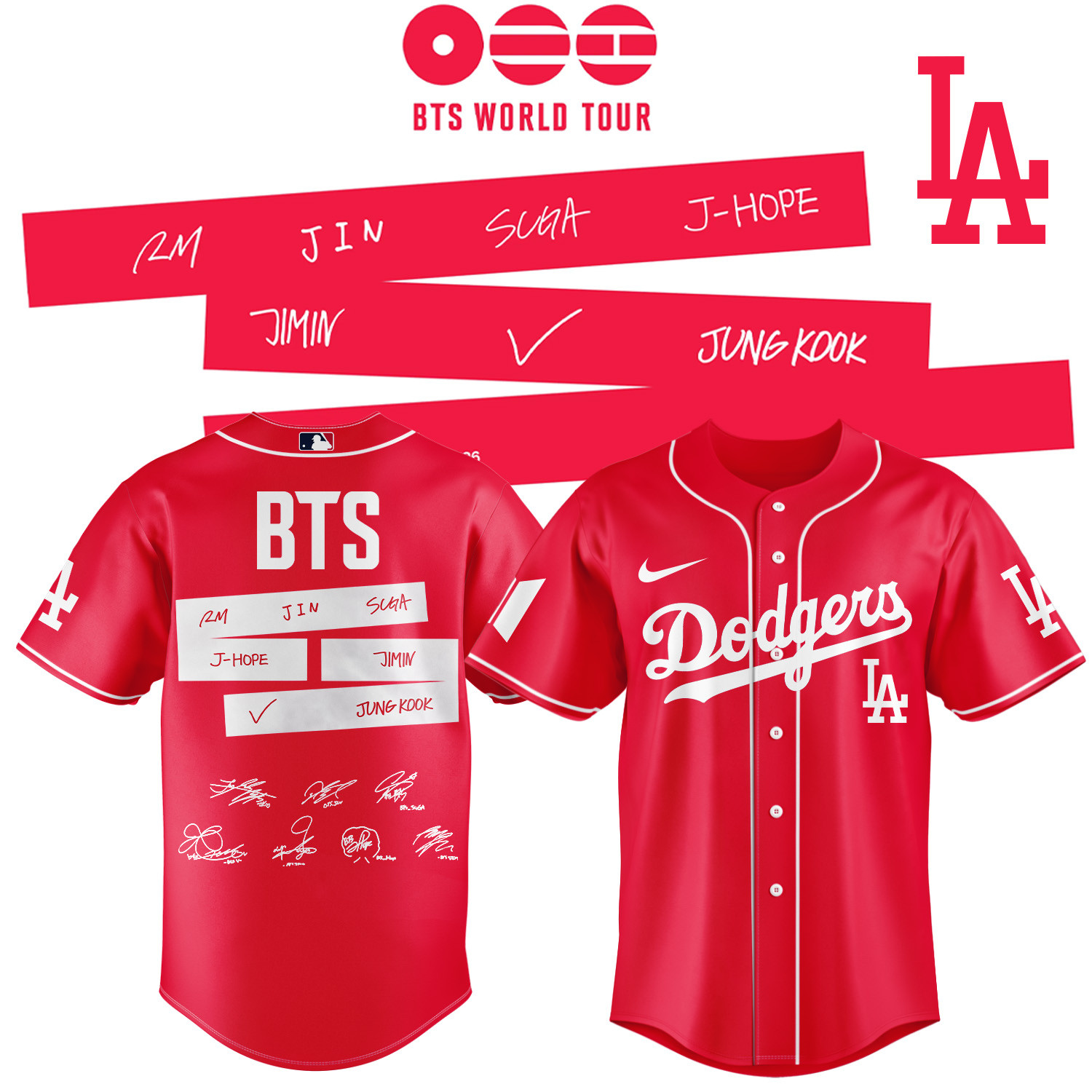 LA Dodgers x BTS World Tour 2026 Jersey 2026 MLB Playoffs Merch Gift Idea For Music Lovers
