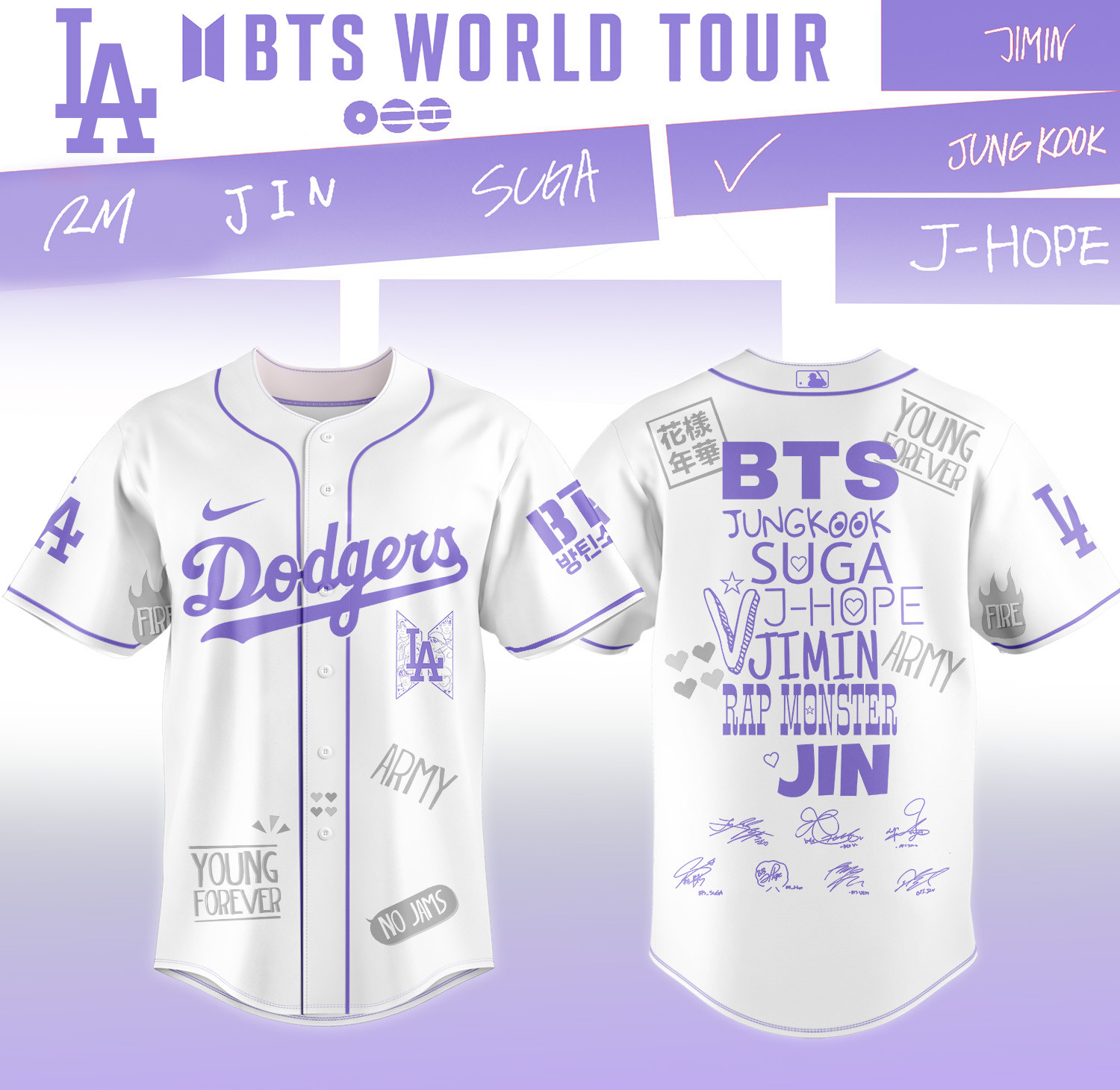 LA Dodgers x BTS World Tour 2026 Jersey 2026 MLB Playoffs Merch Great Gift For BTS Fans