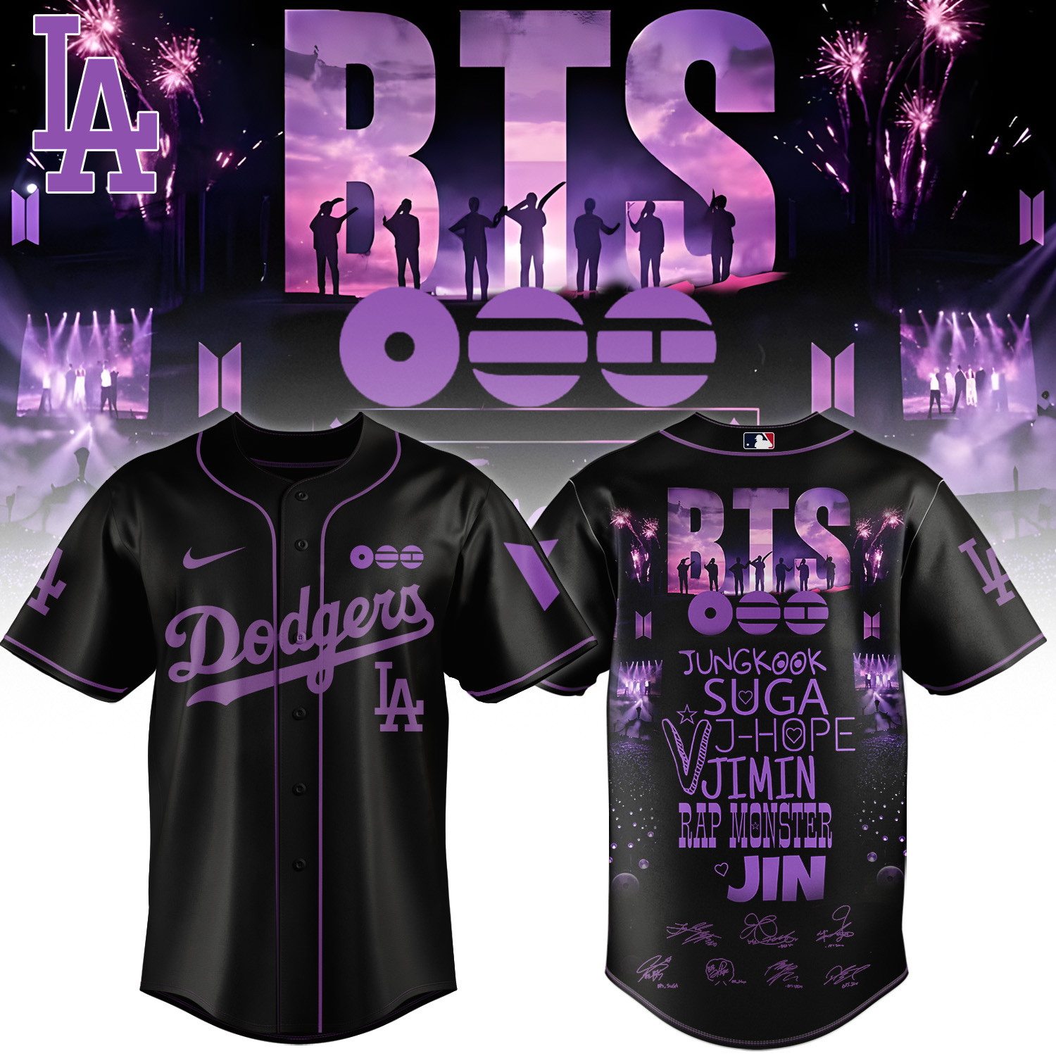 LA Dodgers x BTS World Tour 2026 Jersey 2026 MLB Playoffs Shirt Baseball Lover Gift For BTS Lovers