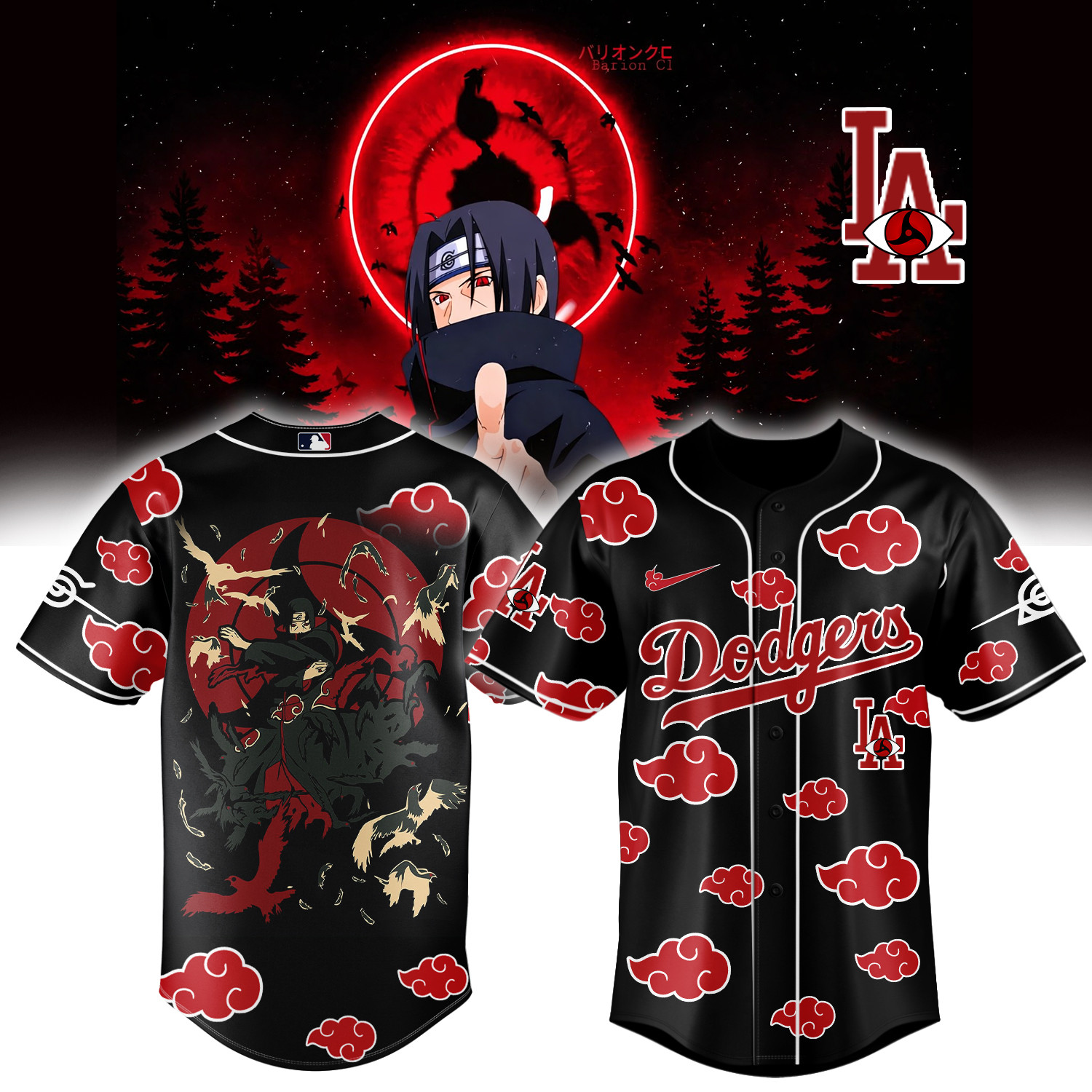 LA Dodgers x Naruto Itachi Baseball Jersey 2026 MLB Playoffs Merch Basketball Gear