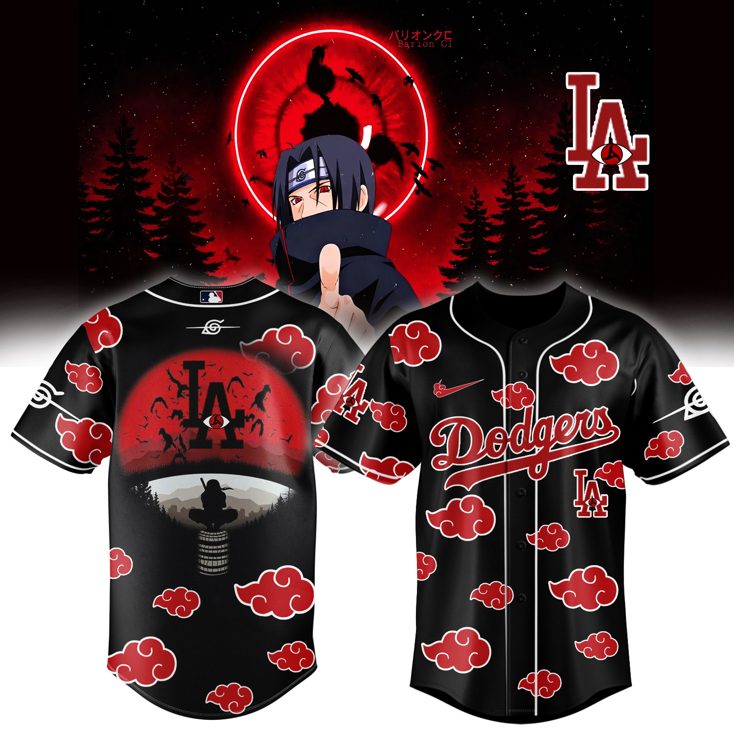 LA Dodgers x Naruto Itachi Baseball Jersey 2026 MLB Playoffs Merch Unique Gift For Fans