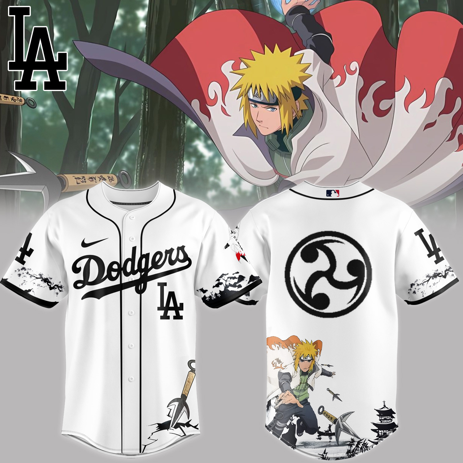 LA Dodgers x Naruto Minato Baseball Jersey Basketball Merch 2026 MLB Playoffs Gear