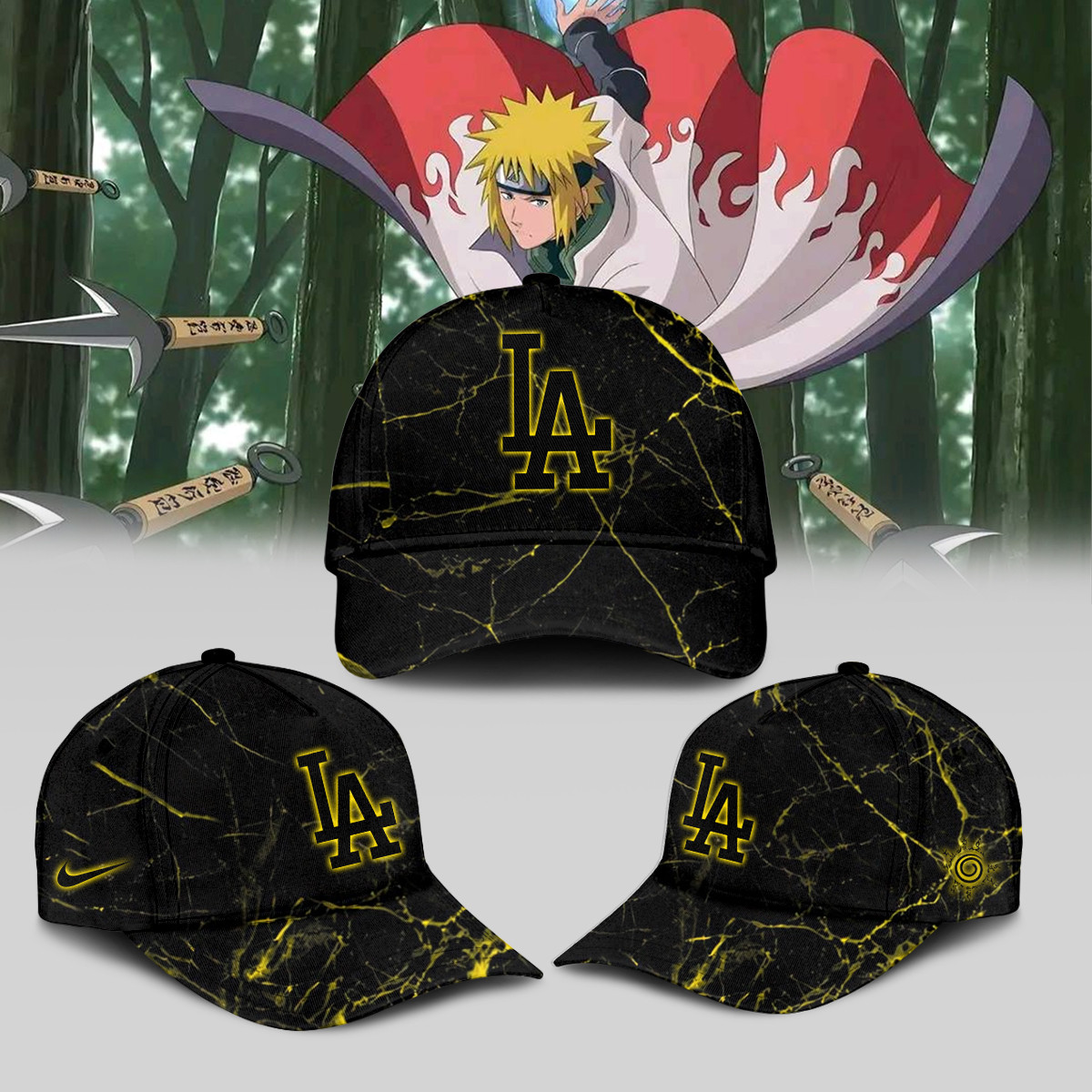 LA Dodgers x Naruto Minato Hat 2026 MLB Playoffs Baseball Cap Present For Fans