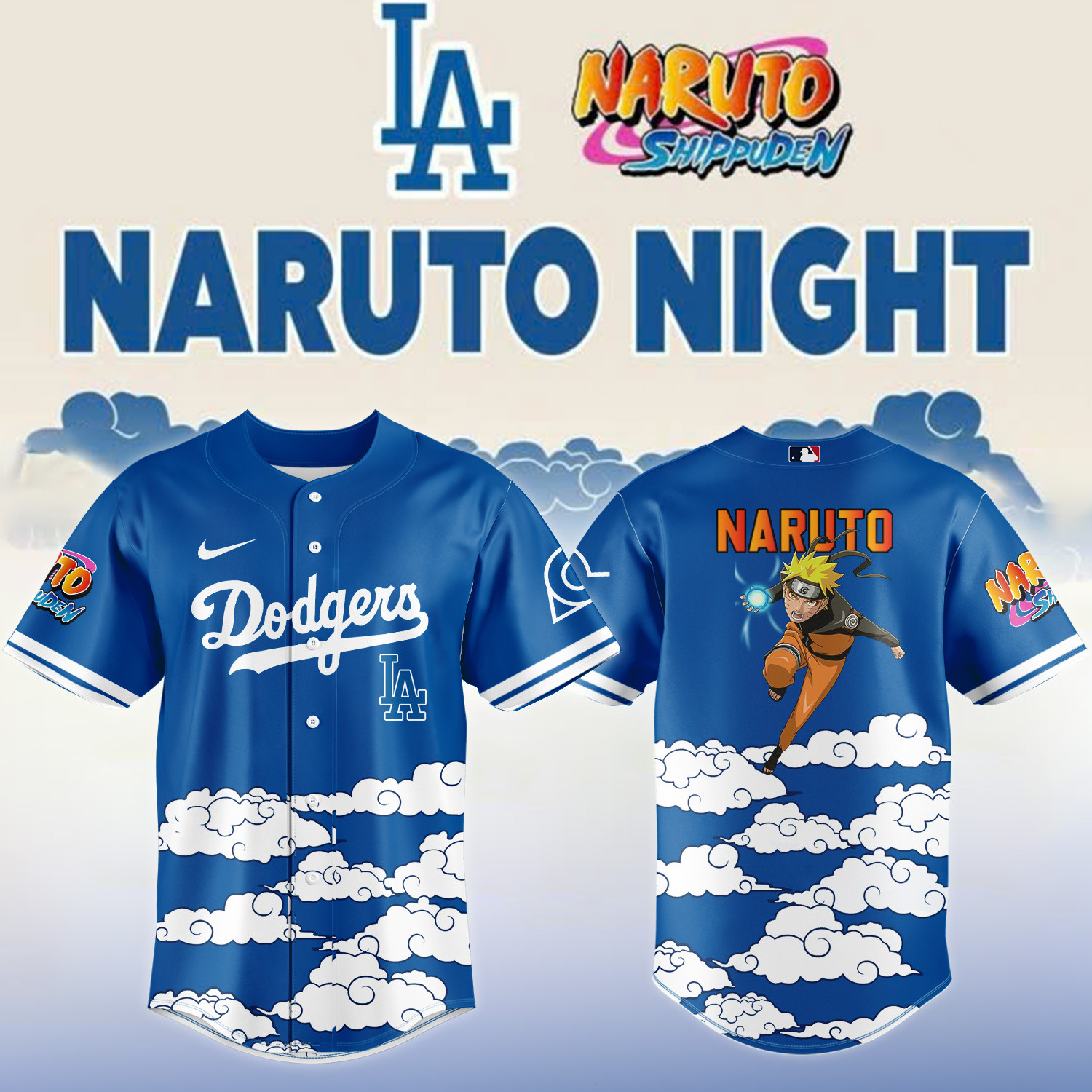 LA Dodgers x Naruto Night Baseball Jersey 2026 MLB Playoffs Merch Best Gift For Boyfriend