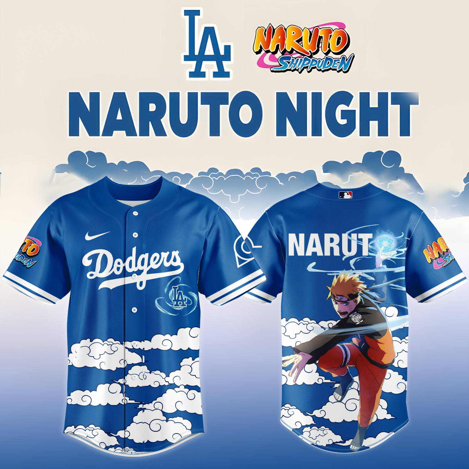 LA Dodgers x Naruto Night Baseball Jersey 2026 MLB Playoffs Merch Fans Gear For Husband
