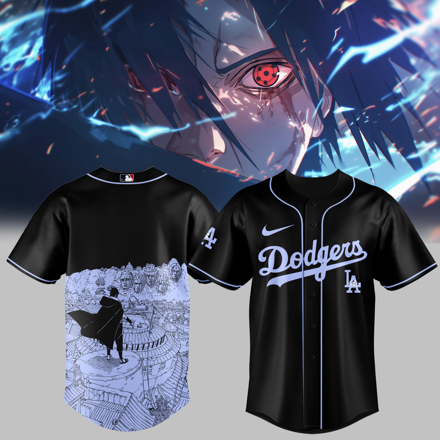 LA Dodgers x Naruto Sasuke Baseball Jersey 2026 MLB Playoffs Merch Gift For Brother