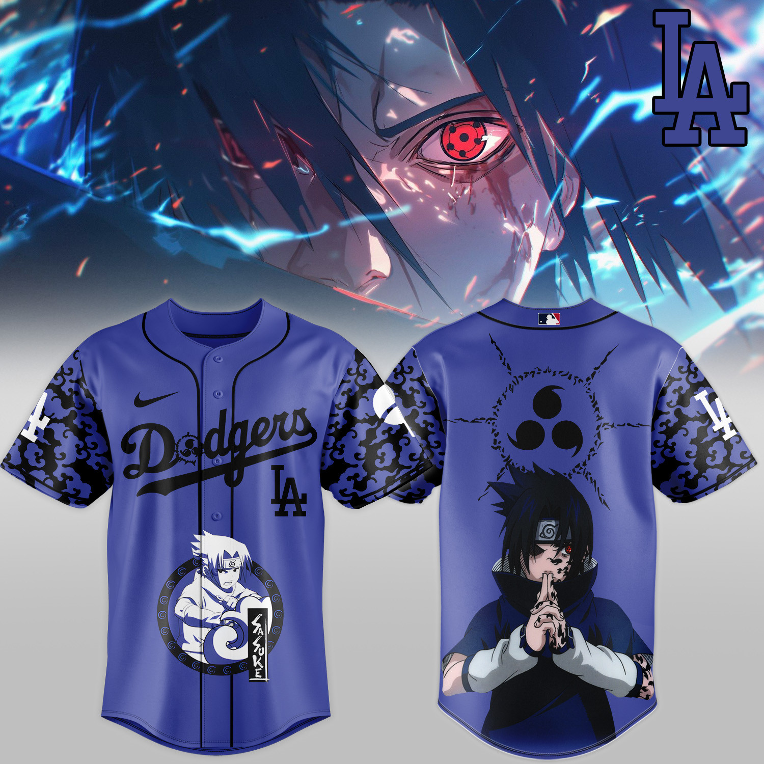 LA Dodgers x Naruto Sasuke Baseball Jersey Basketball Clothes Best Gift For Brother