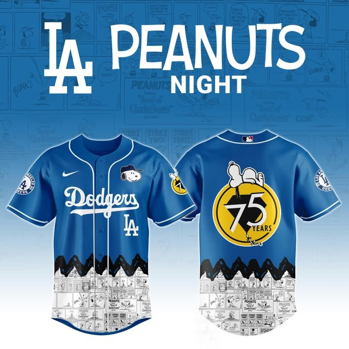 LA Dodgers x Peanuts Night Jersey Unique Gifts For Baseball Fans