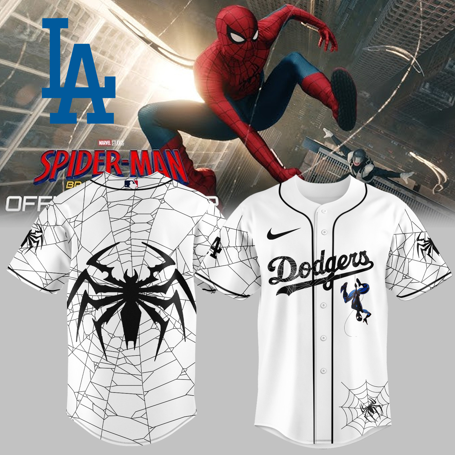 LA Dodgers x Spider Man Baseball Jersey 2026 MLB Playoffs Shirt Birthday Gift For Boyfriend