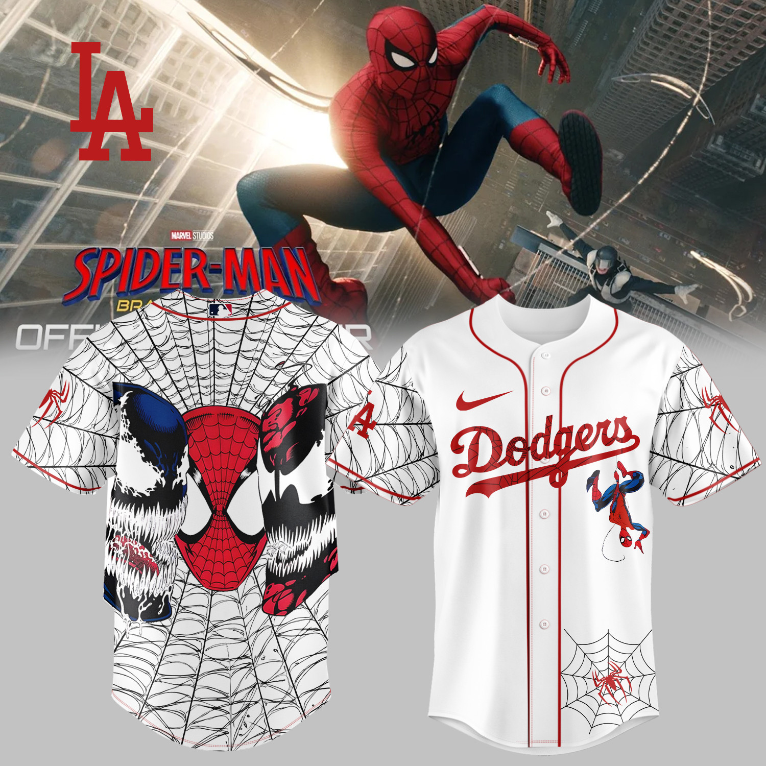 LA Dodgers x Spider Man Baseball Jersey 2026 MLB Playoffs Shirt Cool Gift For Dodgers Lovers