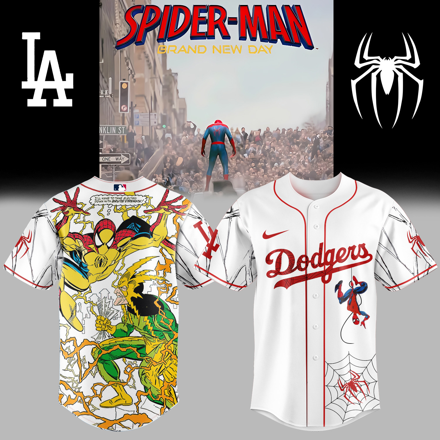 LA Dodgers x Spider Man Baseball Jersey 2026 MLB Playoffs Shirt Present Idea For Boyfriend