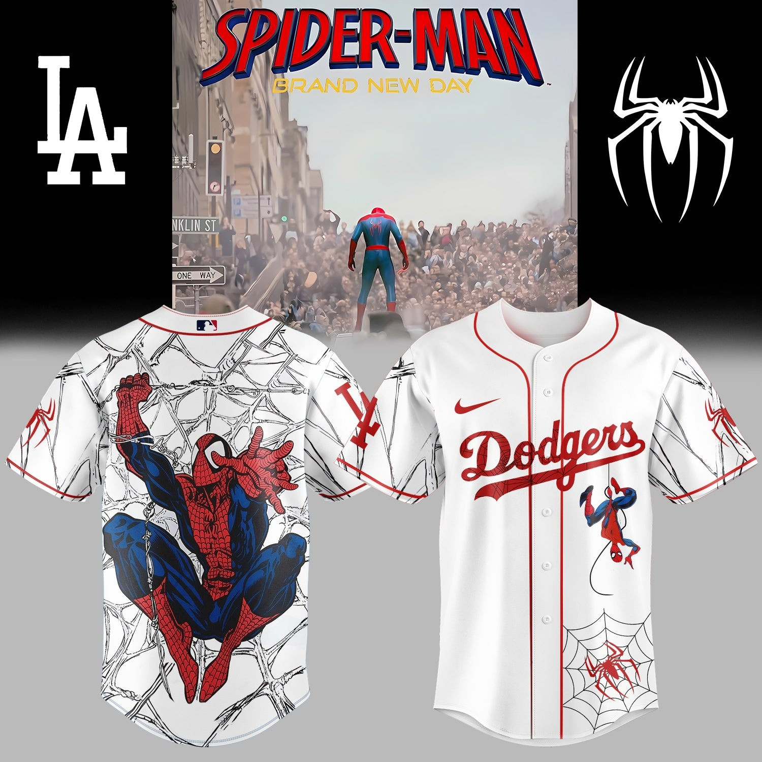 LA Dodgers x Spider Man New Day Jersey 2025 Best Gifts For Movie Enthusiasts