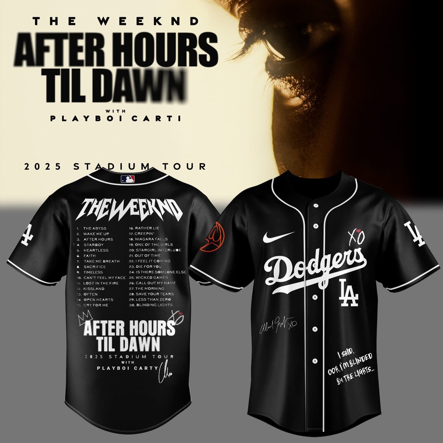 LA Dodgers x The Weeknd After Hours Til Dawn Jersey 2025 Tour Merch Dodgers Fan Gifts