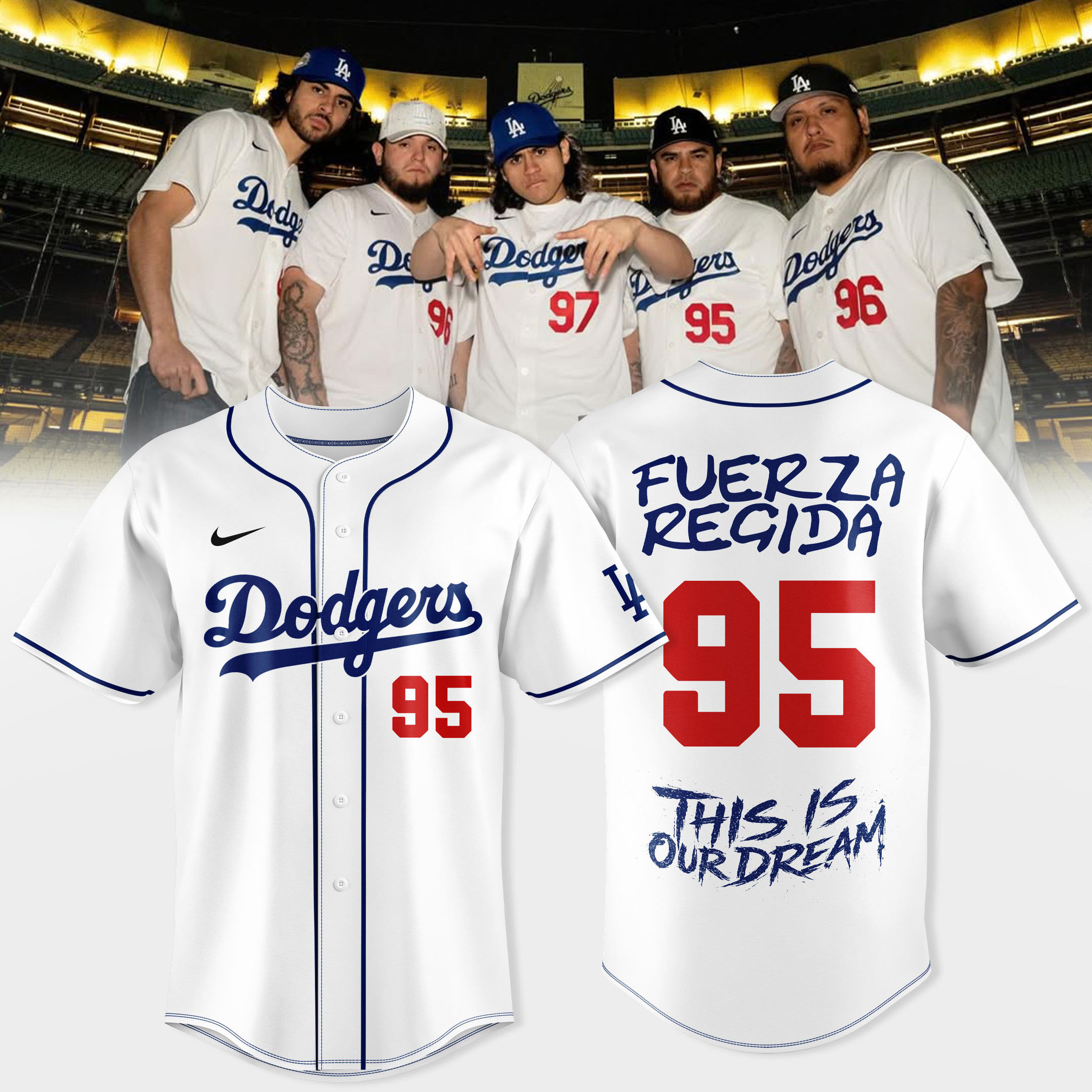 LA Dreams x Fuerza Regida Baseball Jersey Los Angeles Dodgers Merch Music Lover Gift