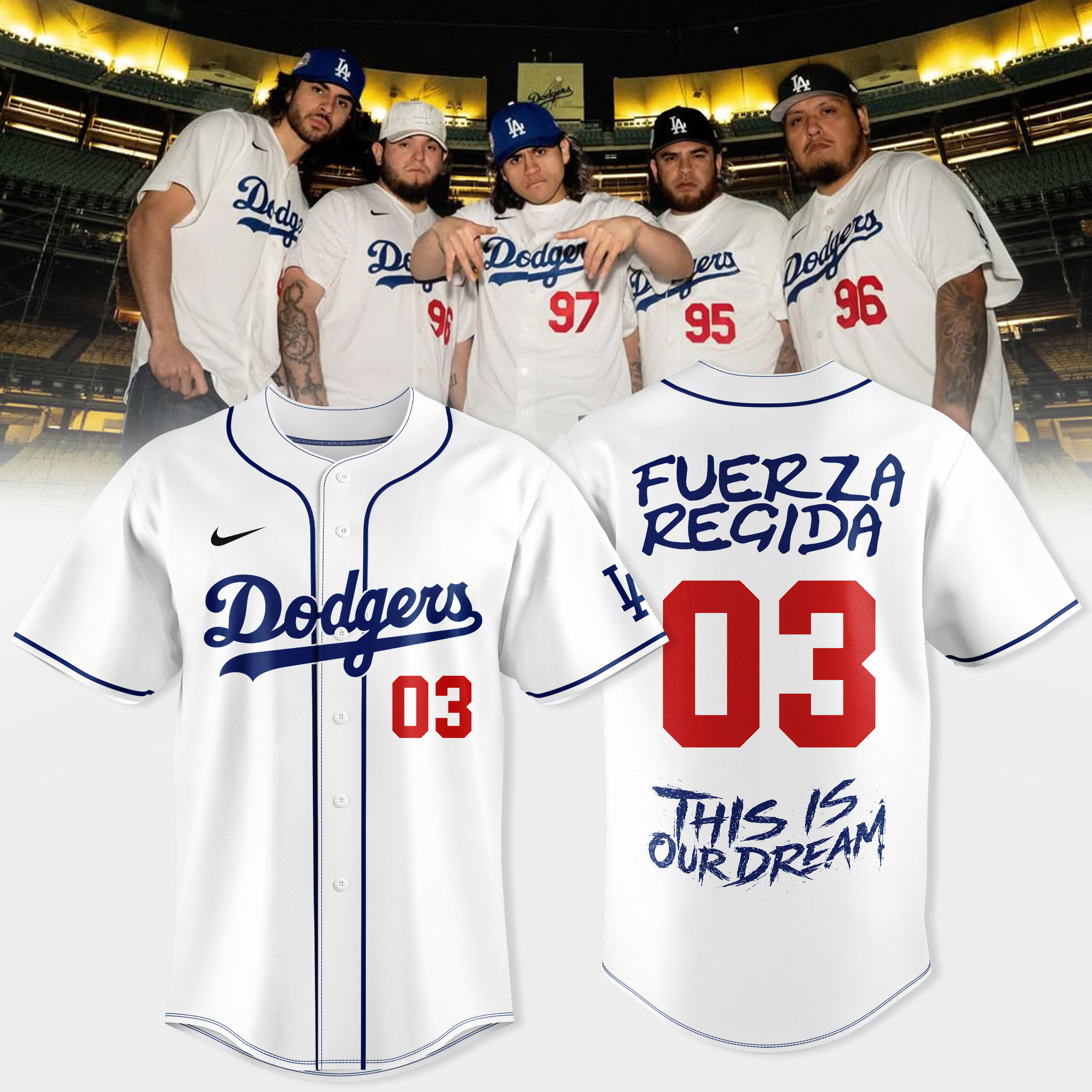 LA Dreams x Fuerza Regida Baseball Jersye Los Angeles Dodgers Merch Unique Gift For Baseball Lovers