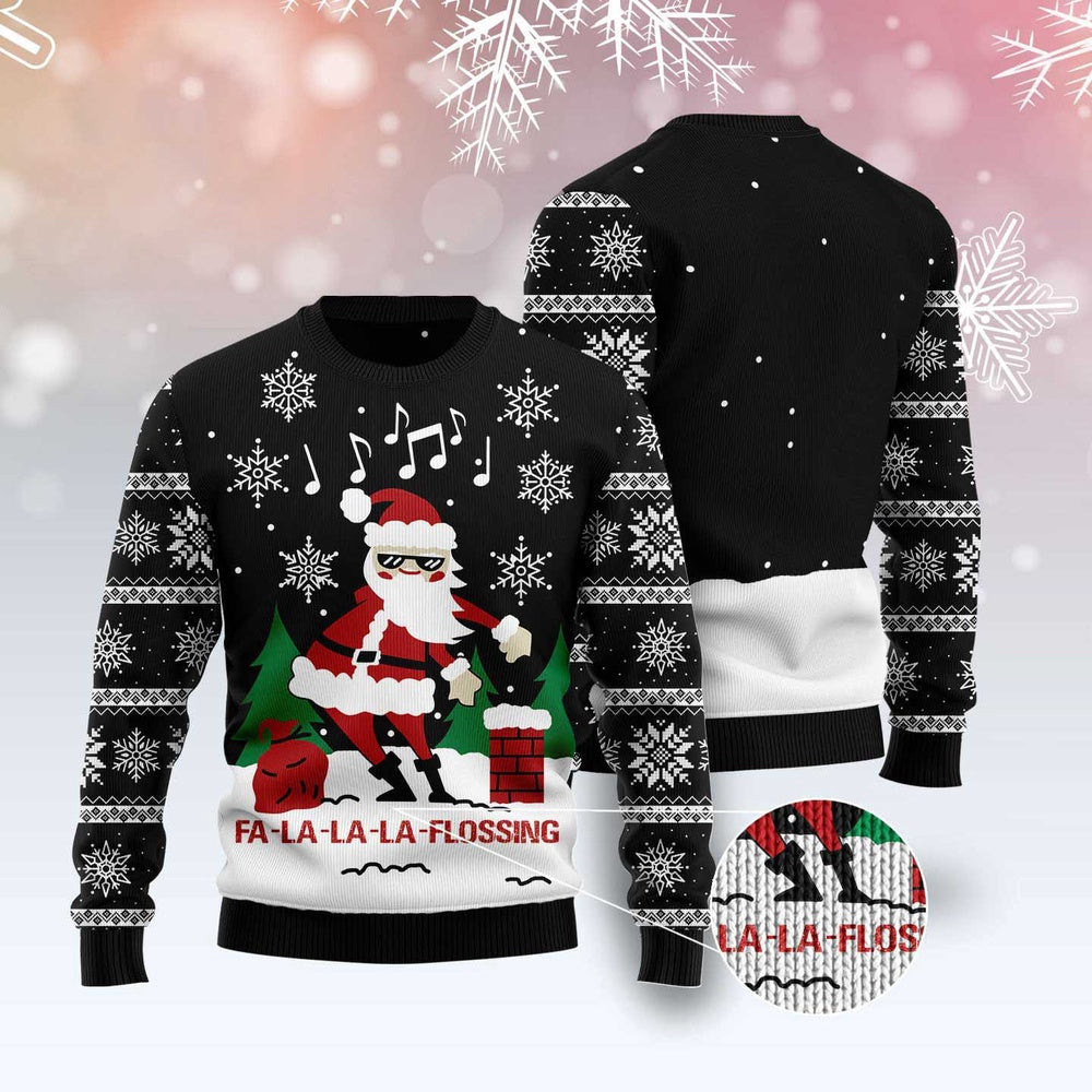 La-La-La Flossing Santa Claus Ugly Christmas Sweater Funny Ugly Christmas Sweater Gifts For Couples