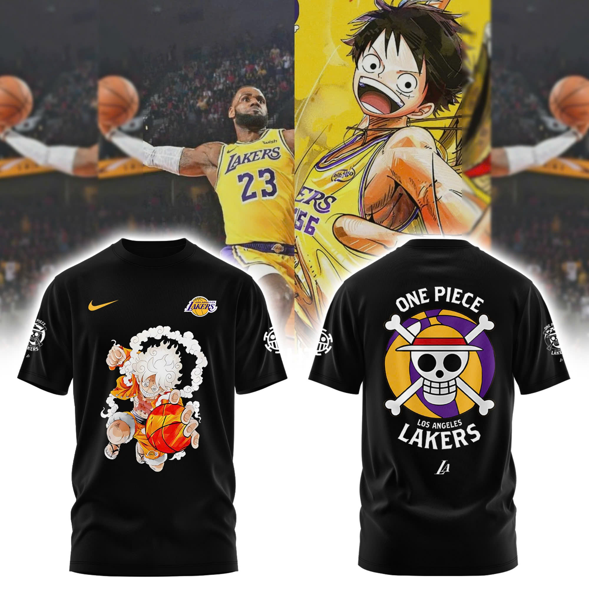 LA Lakers X One Piece Luffy Gear 5 T-Shirt Unique Gifts For Basketball Lovers