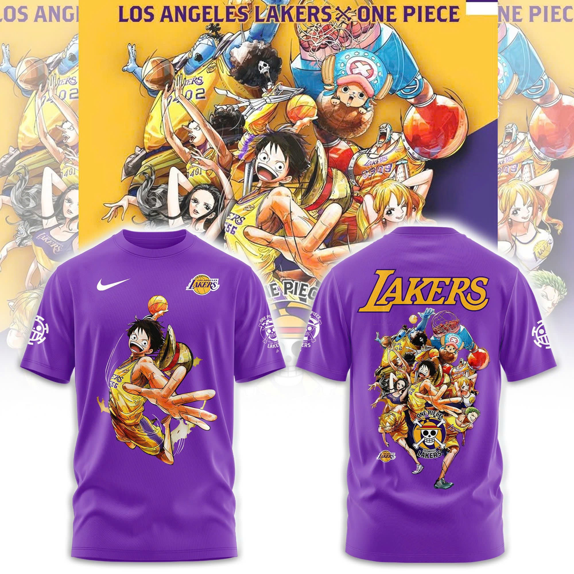 LA Lakers X One Piece Monkey D Luffy T-Shirt Basketball Fan Gift Ideas