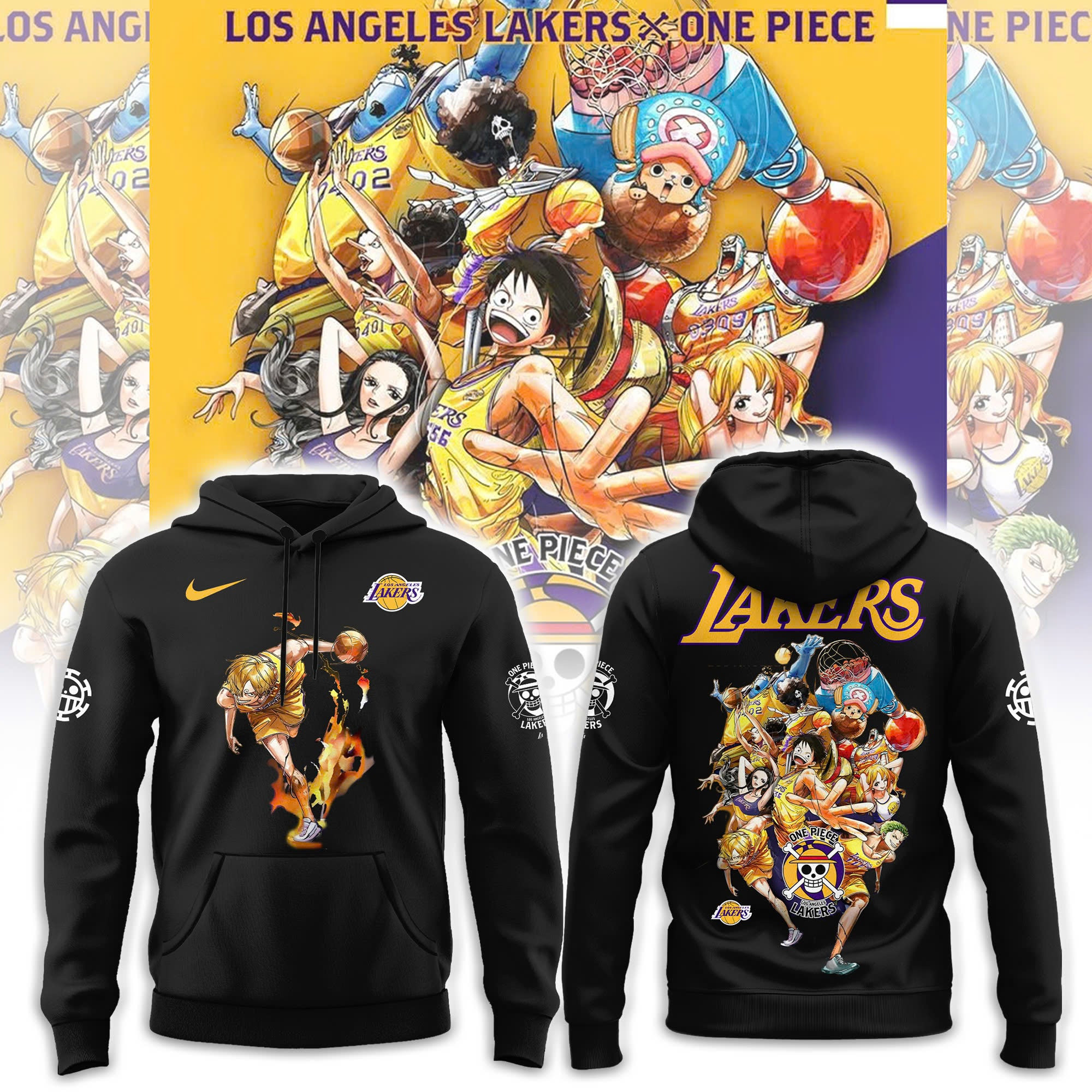 LA Lakers X One Piece Sanji Hoodie Cool Gifts For Basketball Lovers