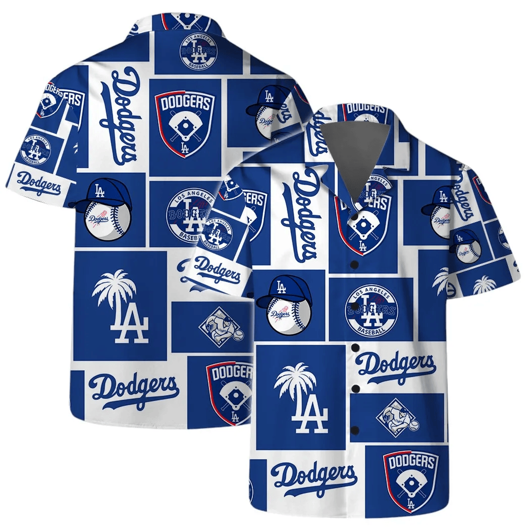 LA Los Angeles Dodgers Hawaiian Shirt Baseball Icon Block Aloha Shirt Game Day Fan Gifts