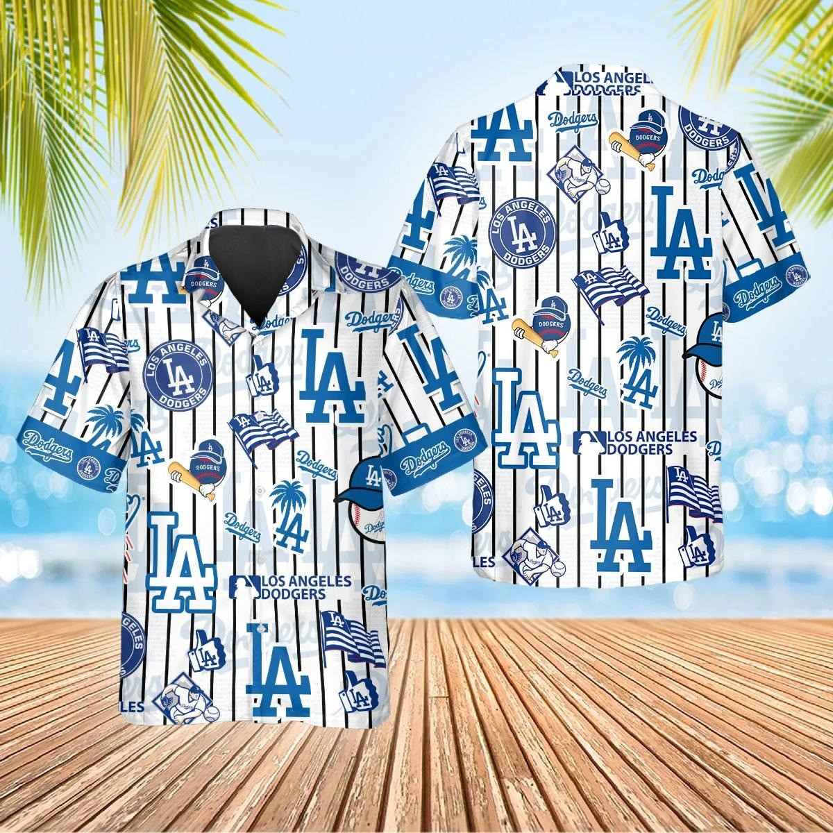LA Los Angeles Dodgers Hawaiian Shirt Baseball Icon Stripe Aloha Shirt Dodgers Gifts For Him