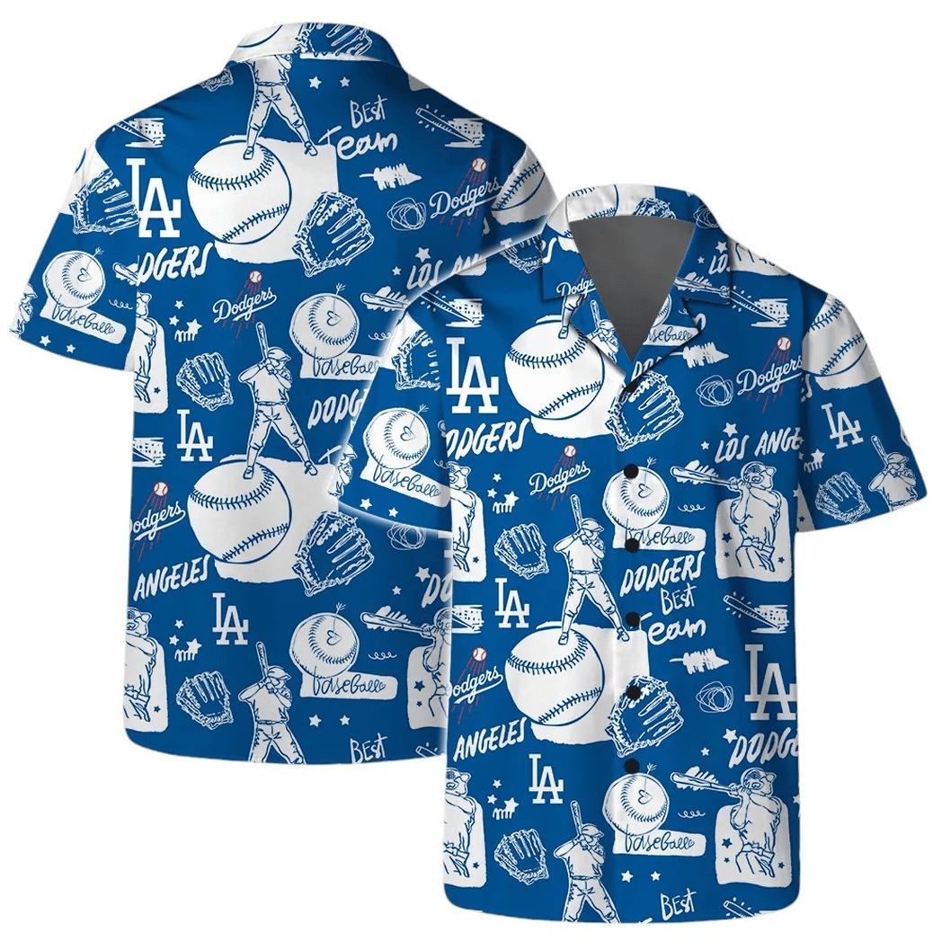 LA Los Angeles Dodgers Hawaiian Shirt Baseball Summer Beach Aloha Shirt Vacation Apparel