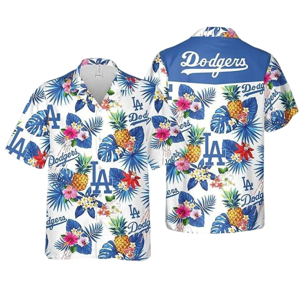LA Los Angeles Dodgers Hawaiian Shirt Tropical Pineapple Aloha Shirt Baseball Fan Merch