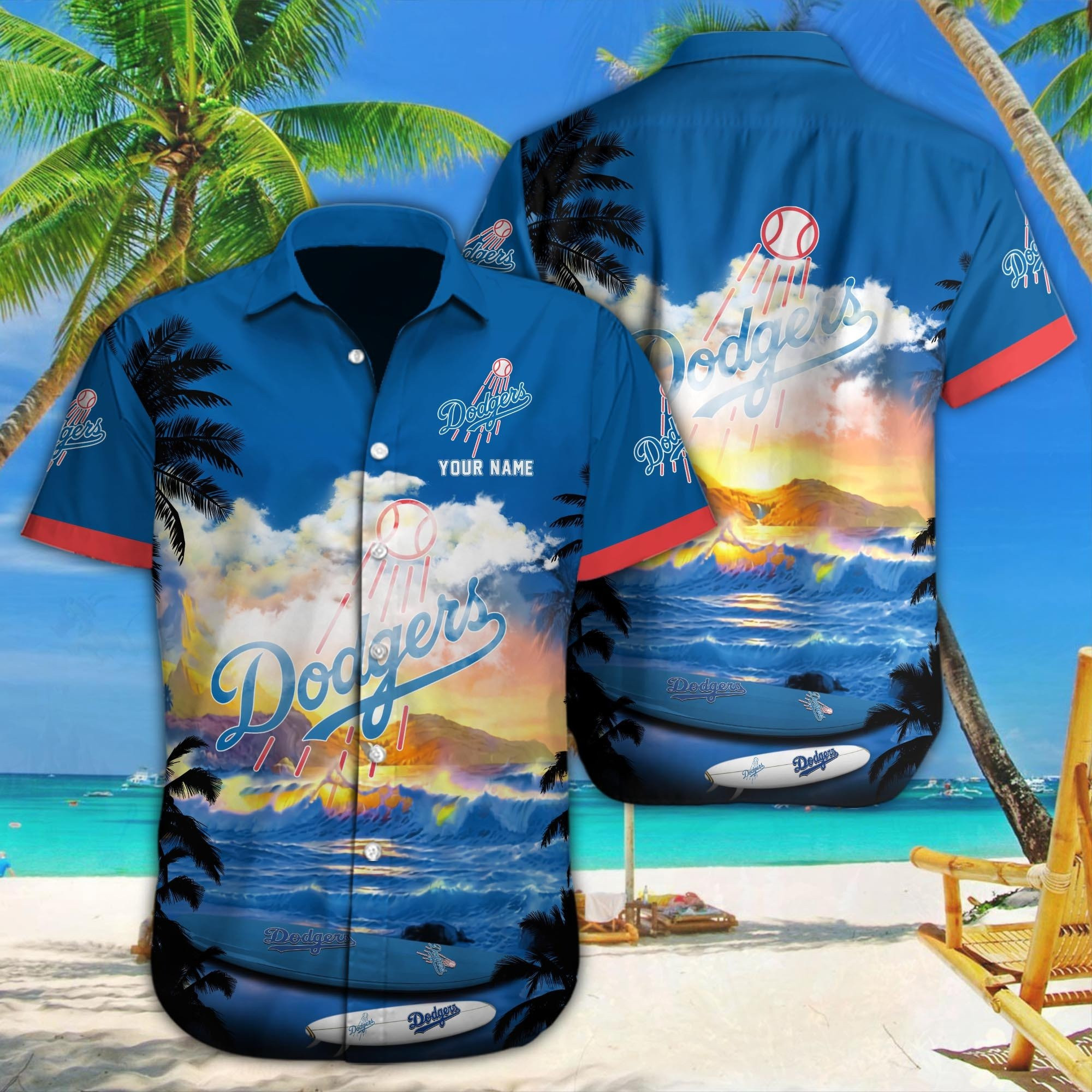 LA Los Angeles Dodgers Hawaiian Shirt Tropical Sunset Aloha Shirt Summer Gifts For Fans