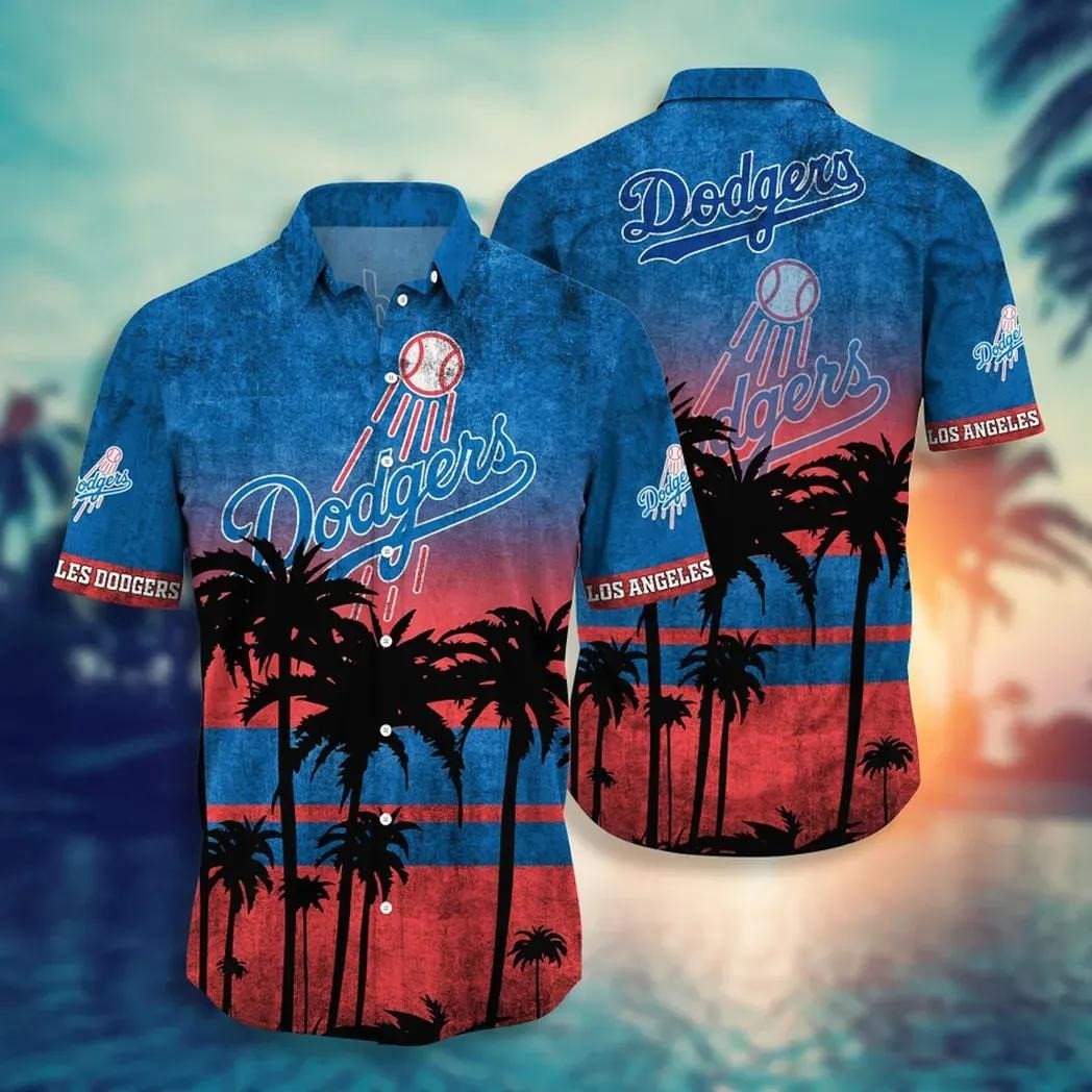 LA Los Angeles Dodgers Hawaiian Shirt Vintage Sunset Palms Aloha Shirt Dodger Gifts For Dad