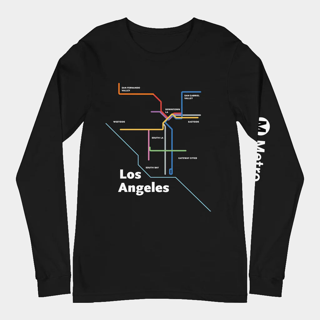 LA Metro Merch 2026 Los Angeles Dark Mode Map Long Sleeve Shirt Gifts For Dad