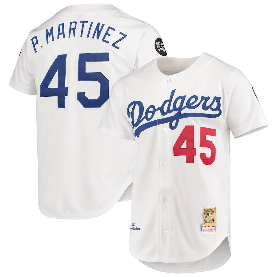 LA Pedro Martinez Mitchell & Ness White 1993 Cooperstown Collection Player Jersey Gift For Baseball Lover