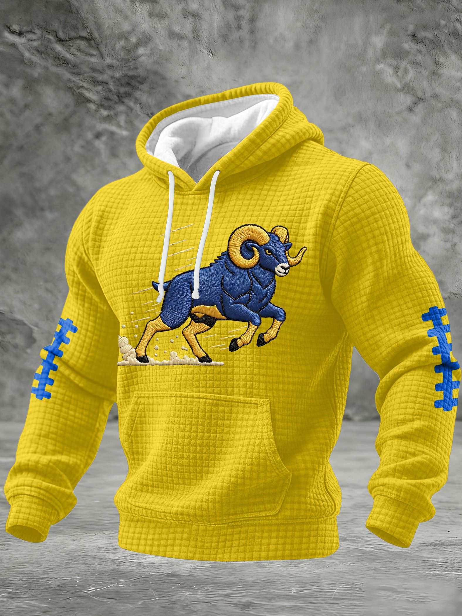 LA Rams Football Waffle Hoodie LA Pride Game Day Clothing Rams Super Bowl Merch Fans Gifts