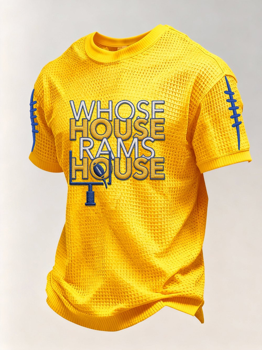 LA Rams Football Waffle T-Shirt Game Day Clothing Super Bowl Merch Whose House Rams House Shirt