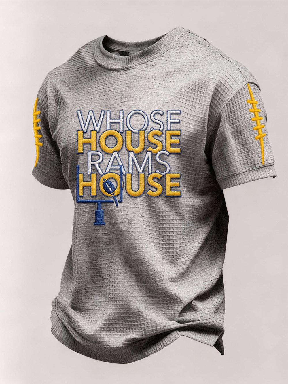 LA Rams Football Waffle T-Shirt Game Day Clothing Super Bowl Merch Whose House Rams House Shirt