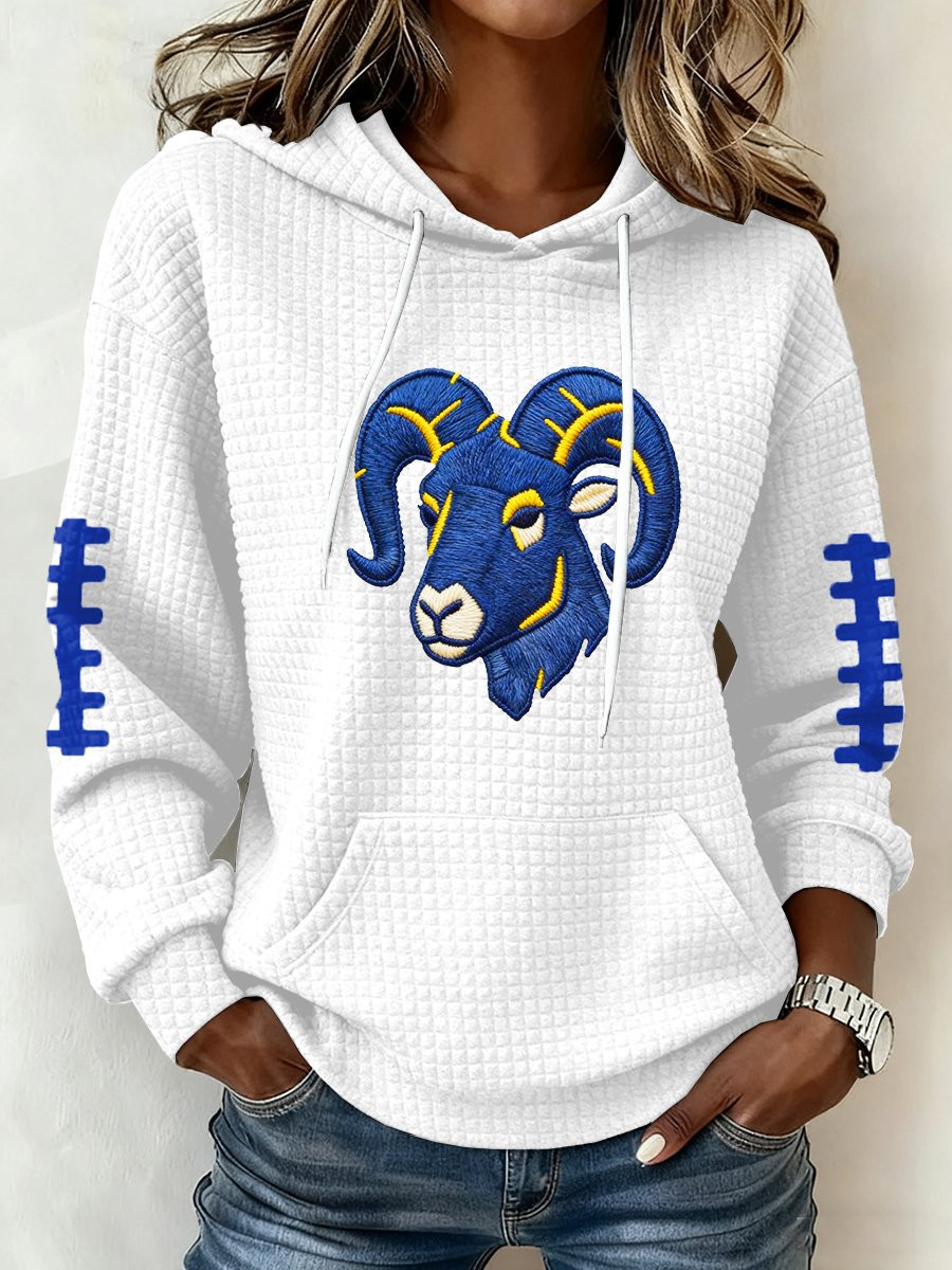 LA Rams Super Bowl Waffle Hoodie Forever Los Angeles Hoodie LAR Game Day Clothing Fan Gifts LA Rams Super Bowl Waffle Hoodie Forever Los Angeles Hoodie LAR Game Day Clothing Fan Gifts