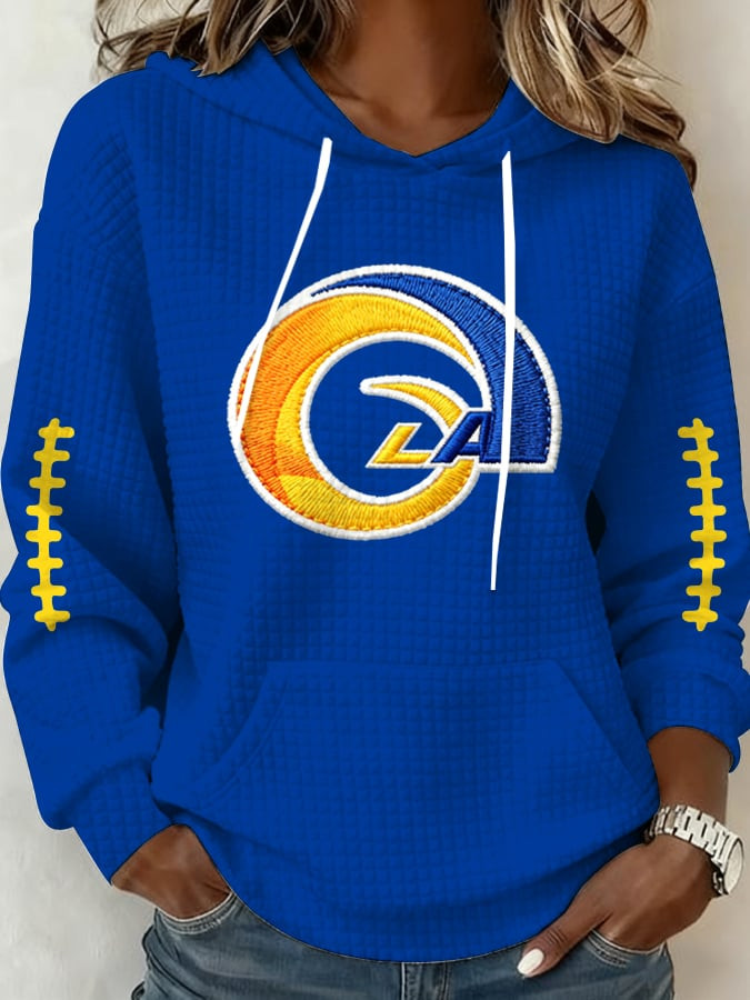 LA Rams Super Bowl Waffle Hoodie Los Angeles Pride Hoodie Game Day Gifts For Football Fan