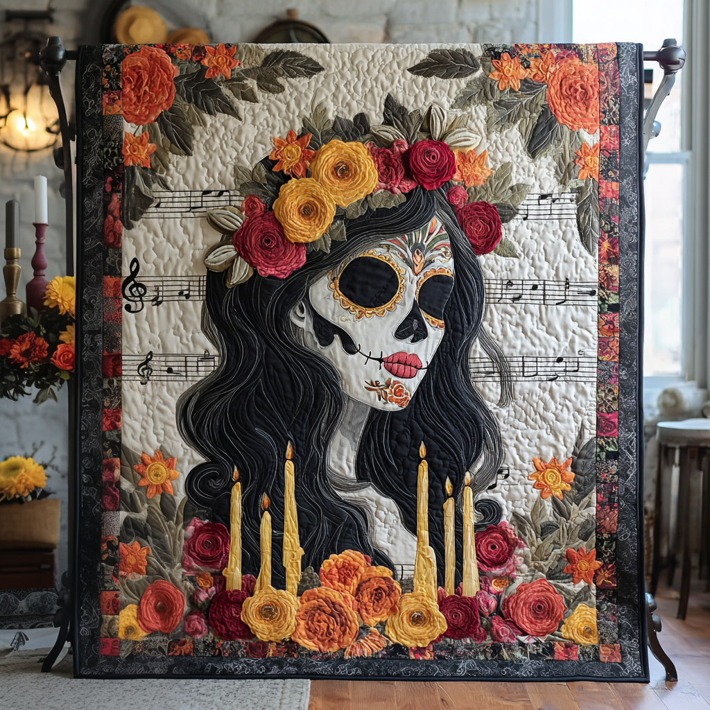 La Reina de los Muertos Quilted Blanket Sofa Couch Throw Blanket Gifts For People Who Like Skulls